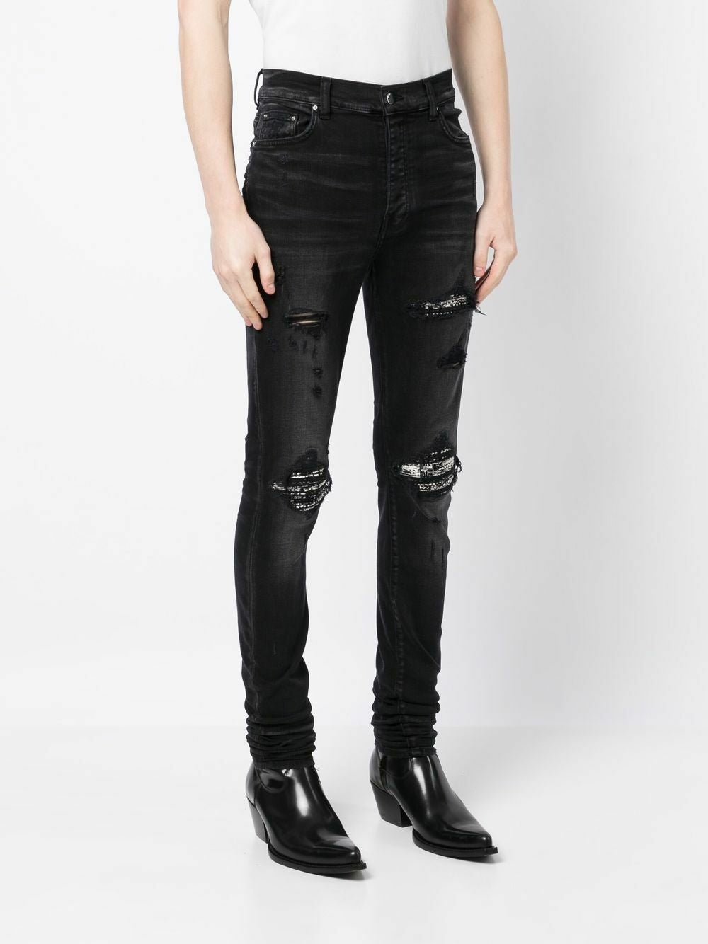 Amiri Boucle MX1 Ripped Jeans in Black