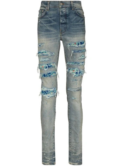 Amiri PJ Thrasher Distressed Effect Ripped Jeans in Blue