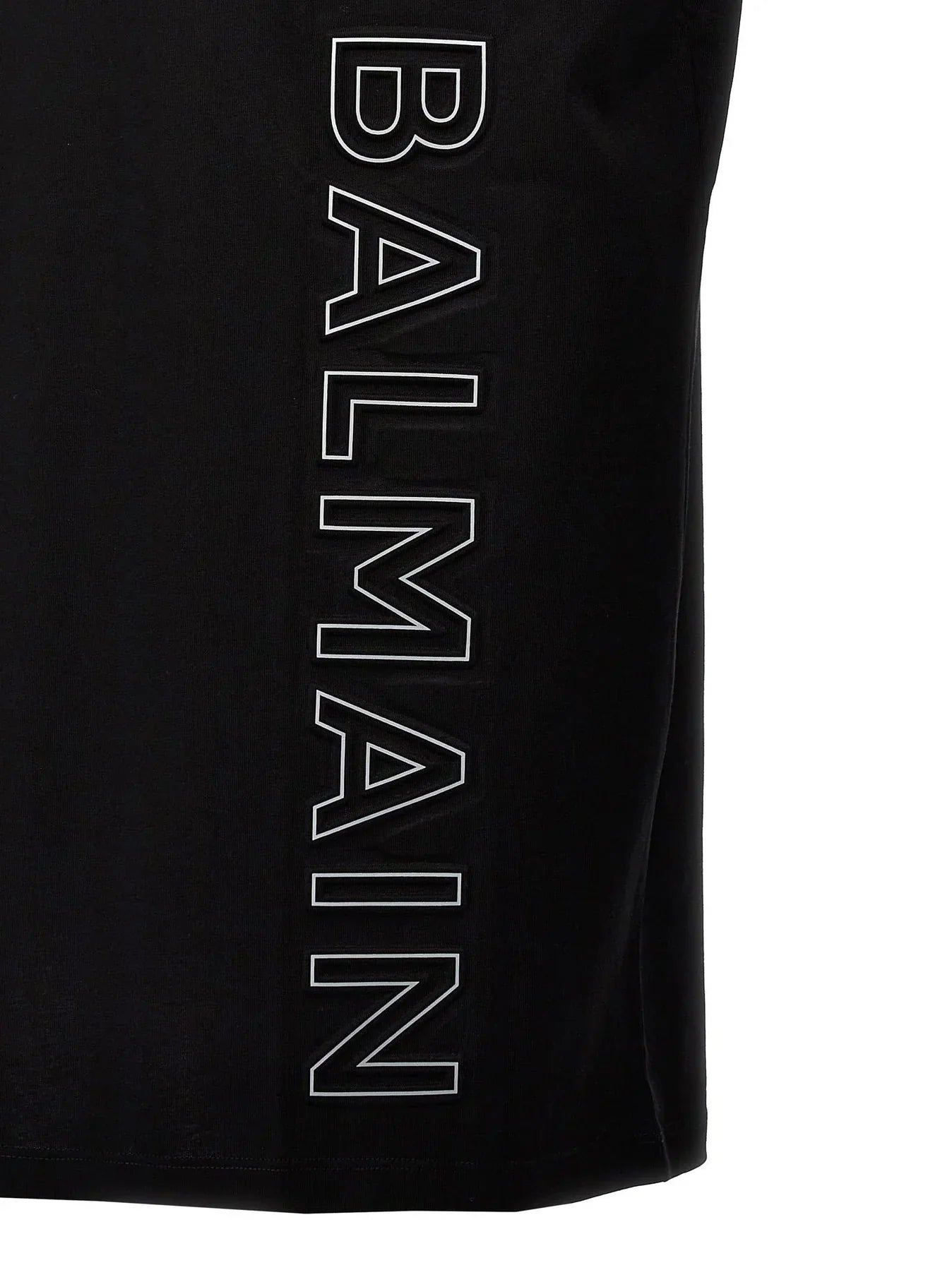 Balmain Embossed Vertical Logo T-Shirt in Black