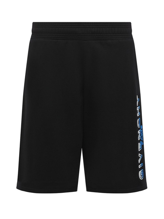 Givenchy Paris Gradient Logo Embroidered Sweat Shorts in Black