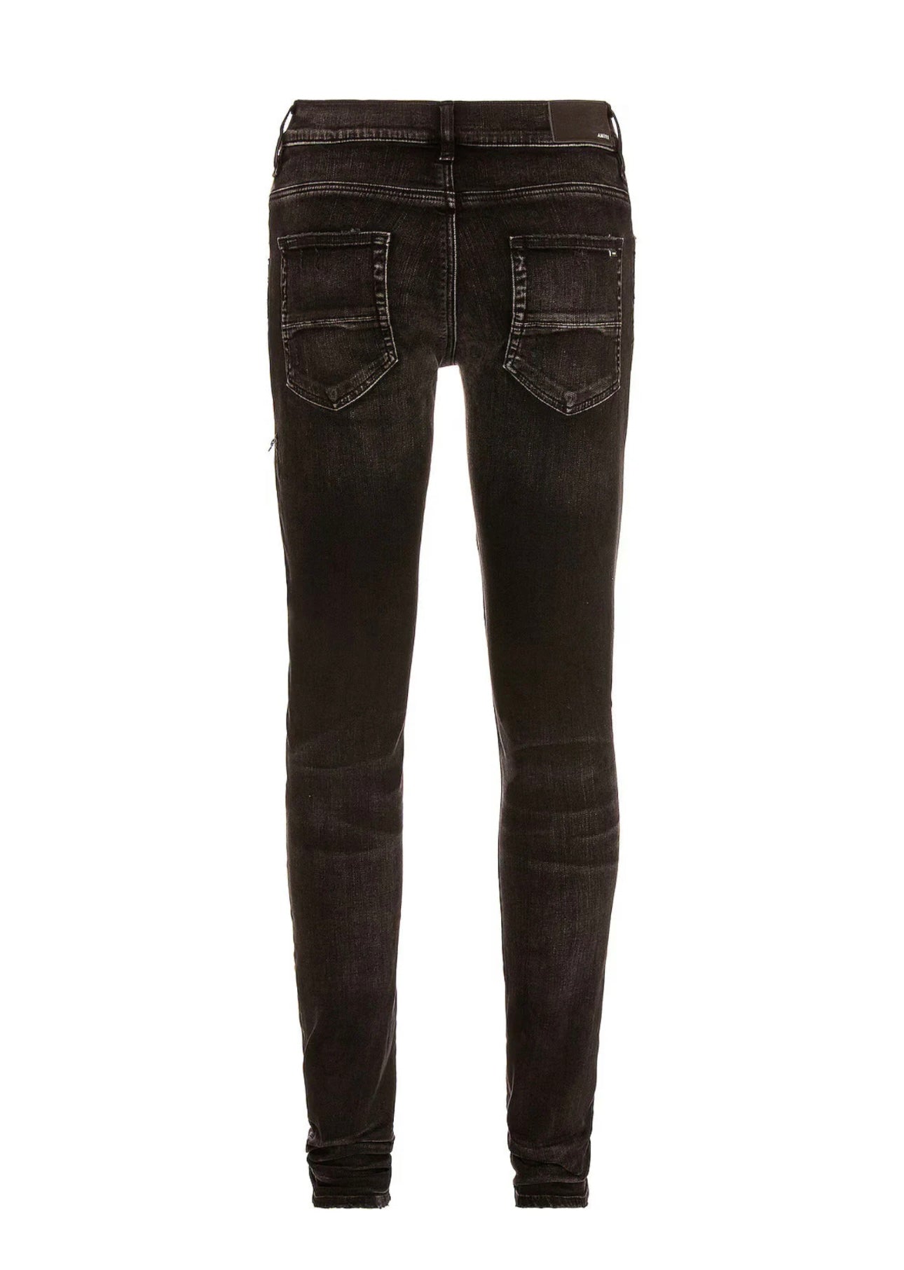 Amiri Leather Camo MX1 Aged Jeans in Black