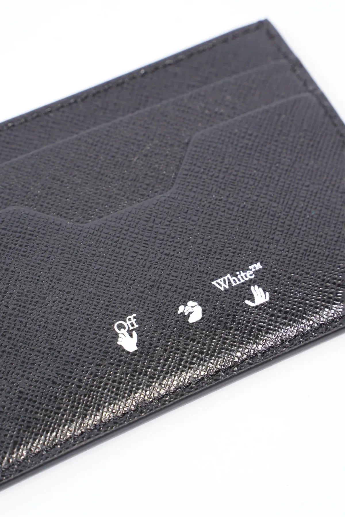 Off-White Diagonal Stripe Printed Card Holder in Black