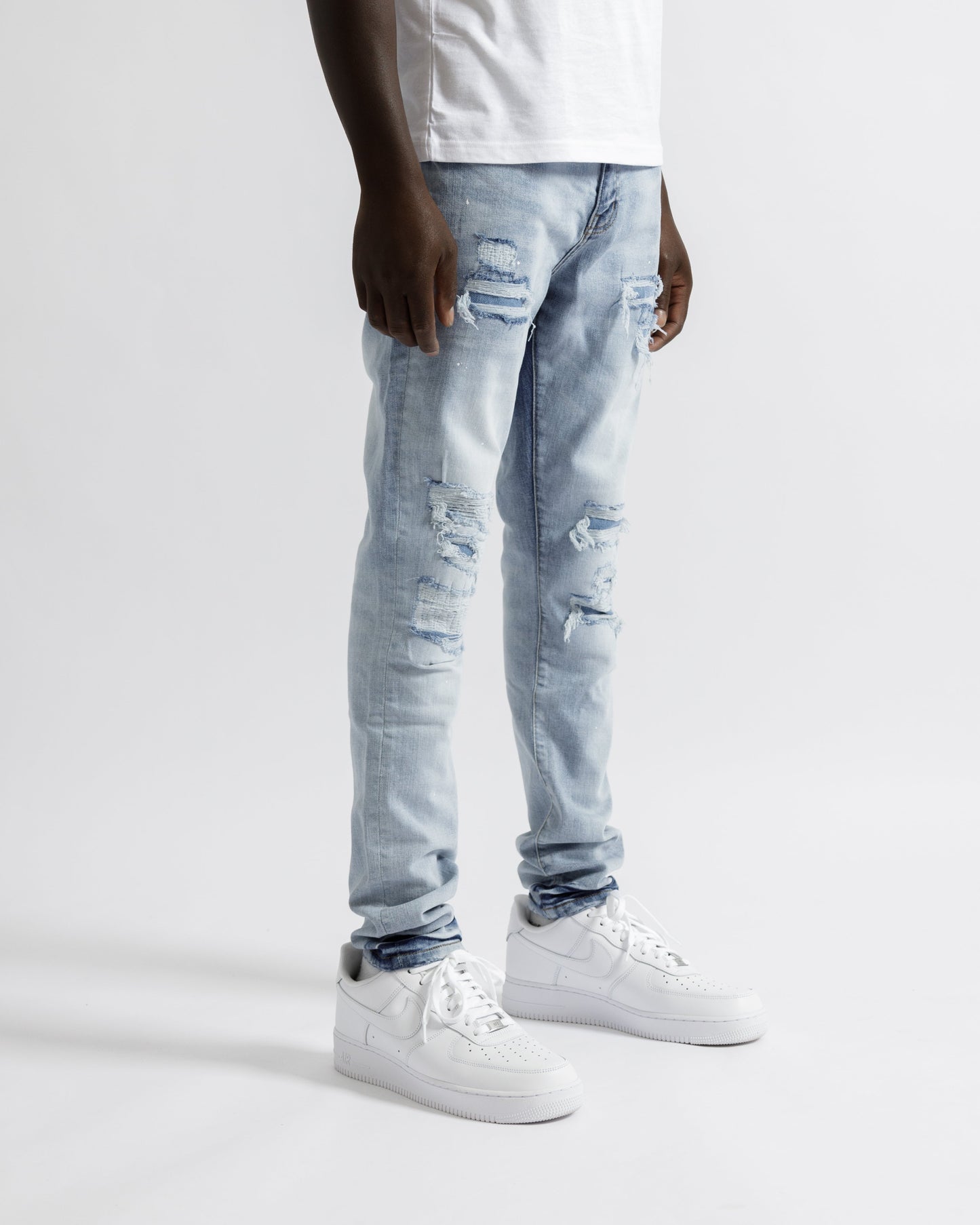 Magiri Paris Distressed Ripped Jeans in Light Blue