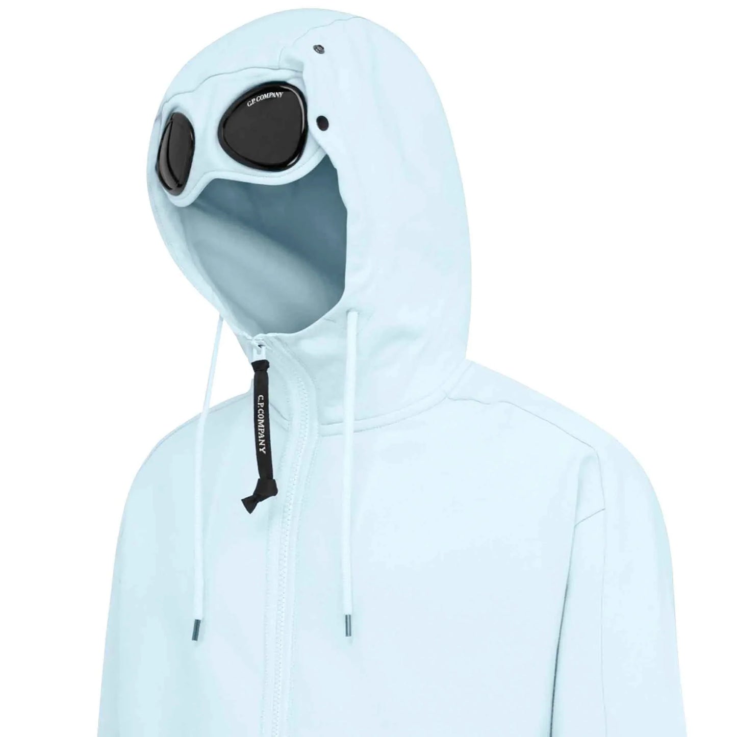 C.P. Company Diagonal Raised Fleece Goggle Hoodie in Starlight Blue