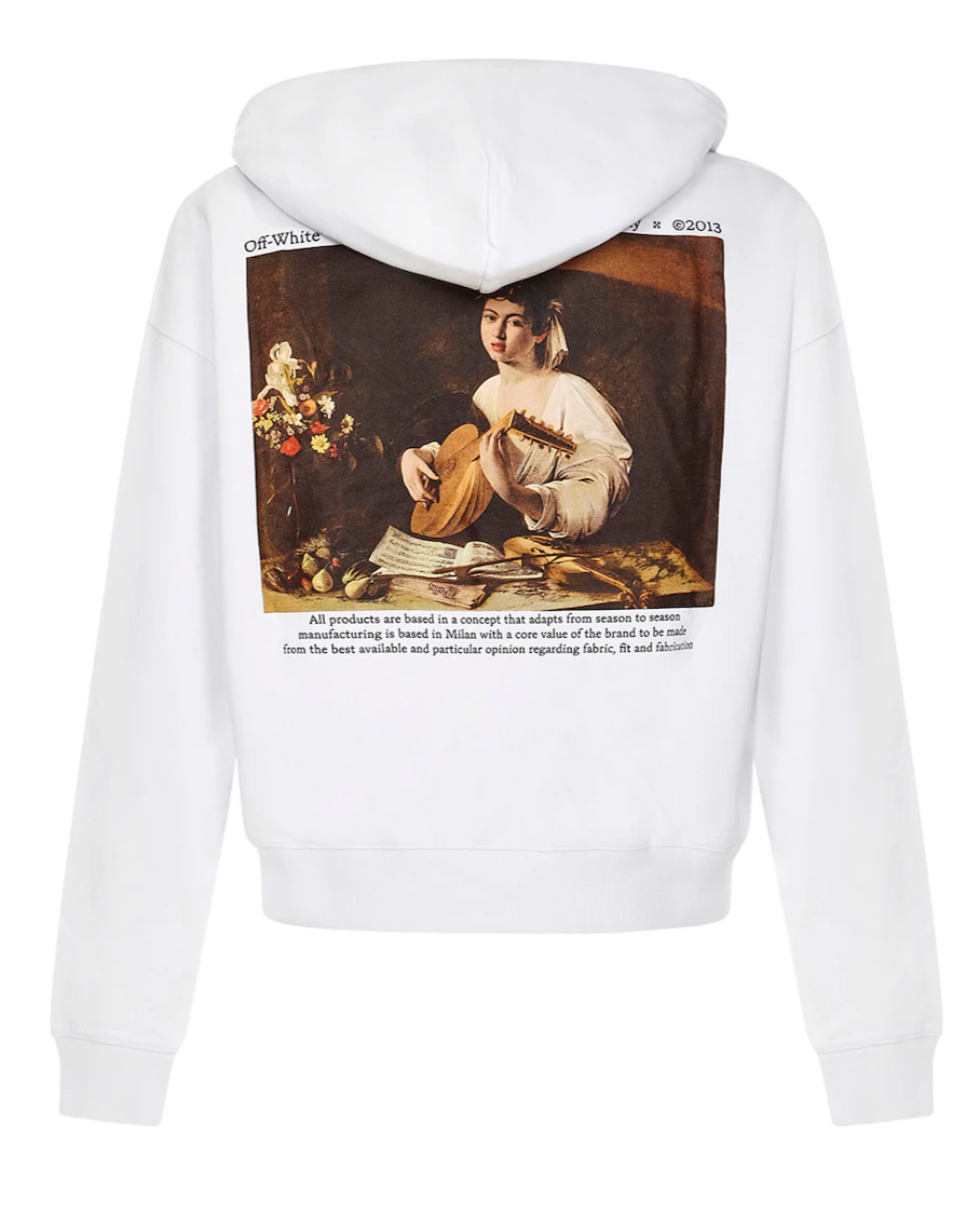 Off-White Caravaggio Lute Painting Printed Hoodie in White