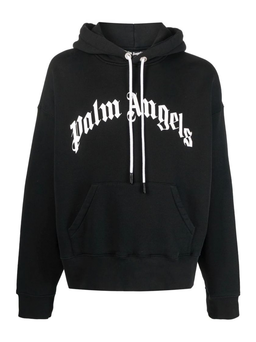 Palm Angels Curved Logo Hoodie in Black