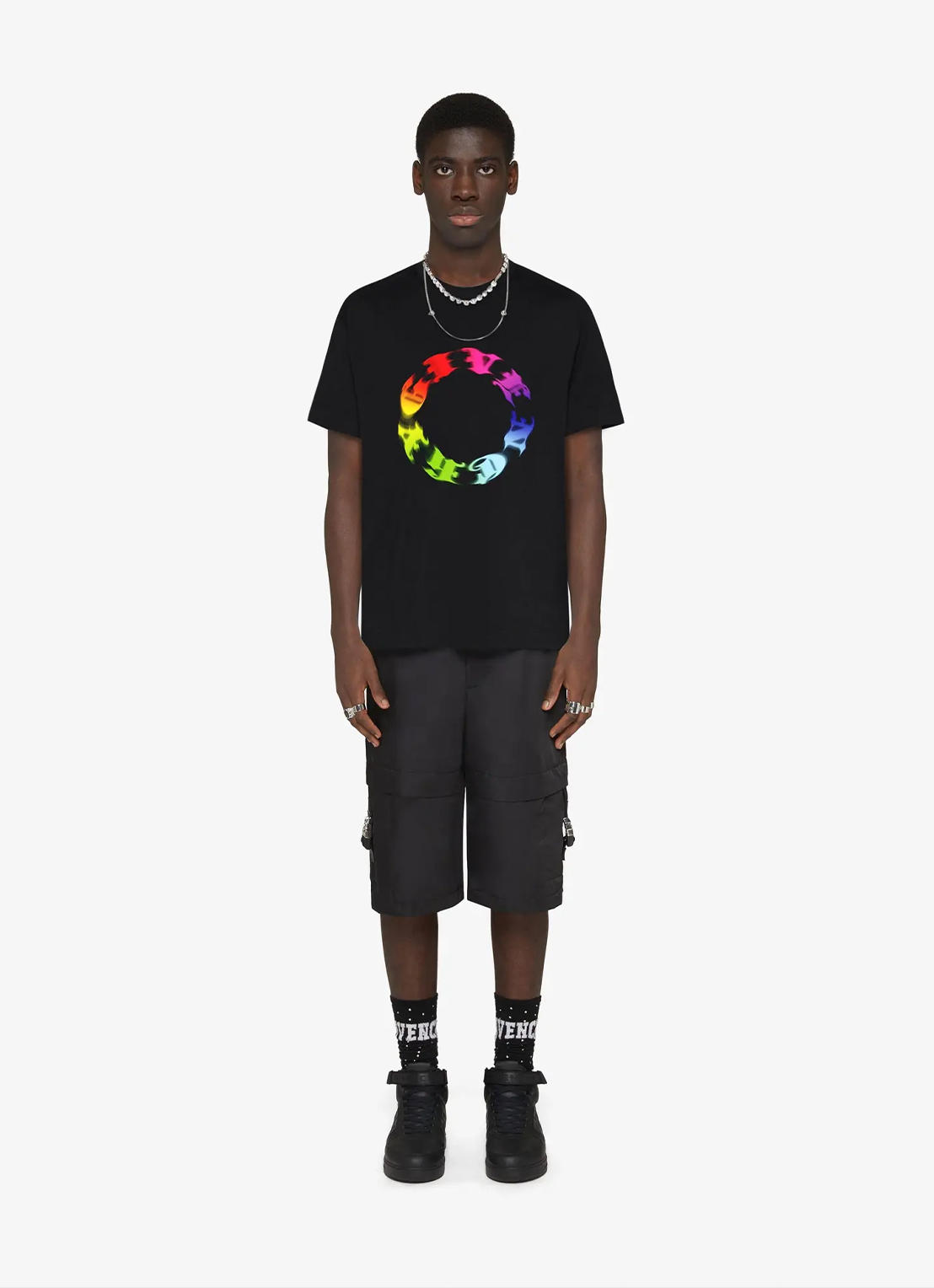 Givenchy Rainbow Circle Logo Oversized T-Shirt in Black