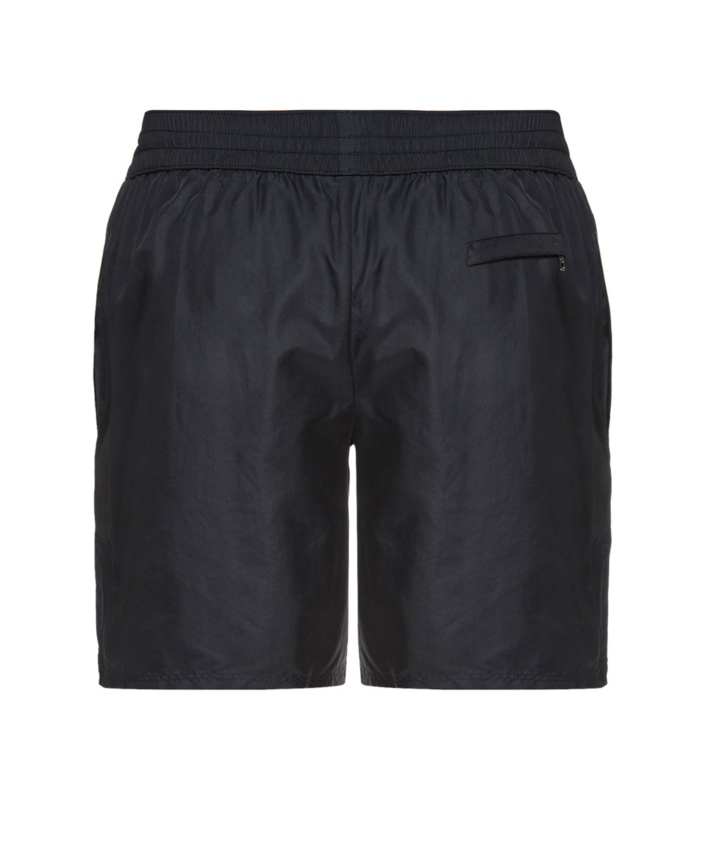 Dolce & Gabbana Black Plaque Plate Drawstring Swimshorts in Black