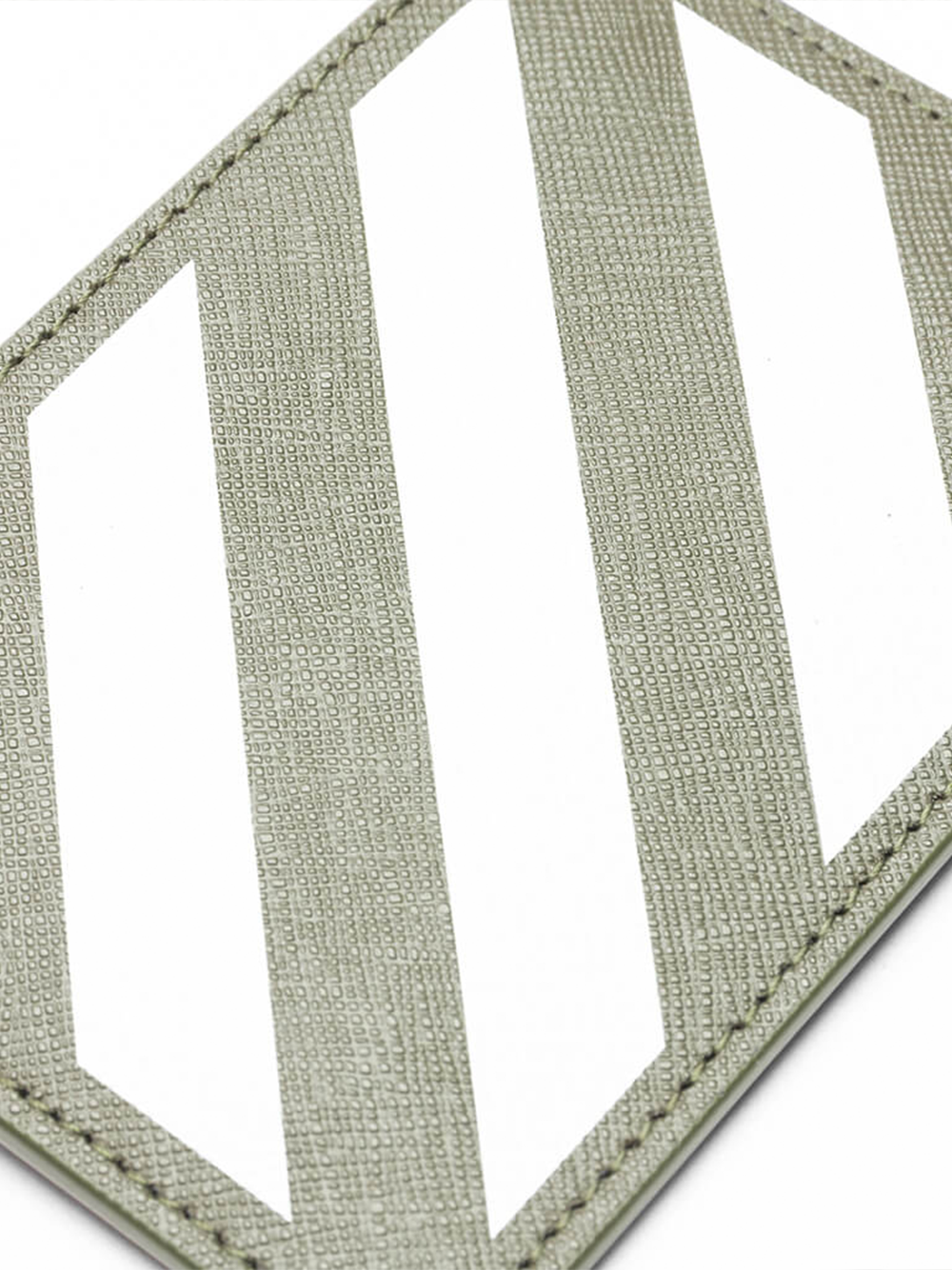 Off-White Striped Logo Card Holder in Military White Khaki