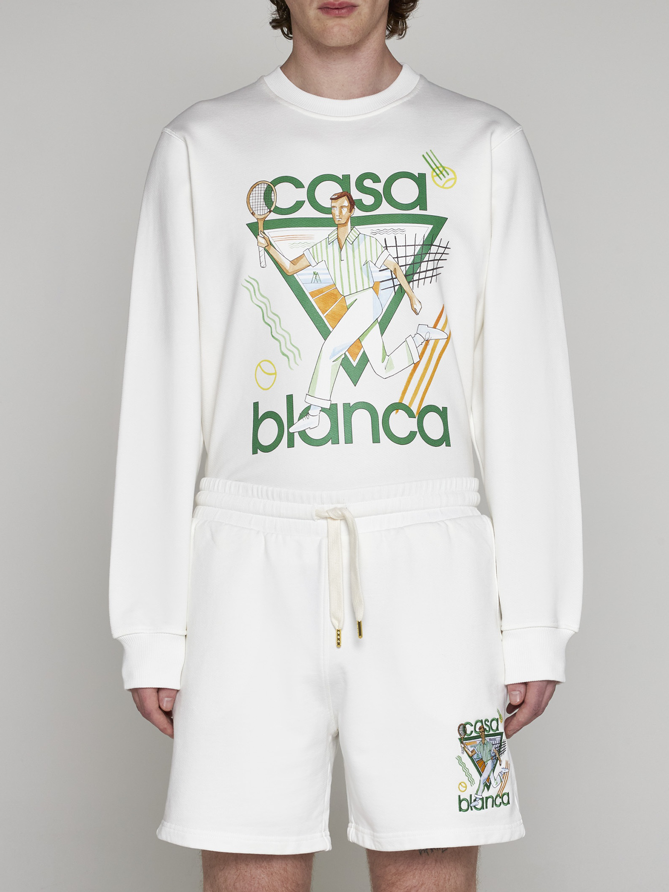 Casablanca Le Jeu Embroidered Cotton Sweatshorts in White