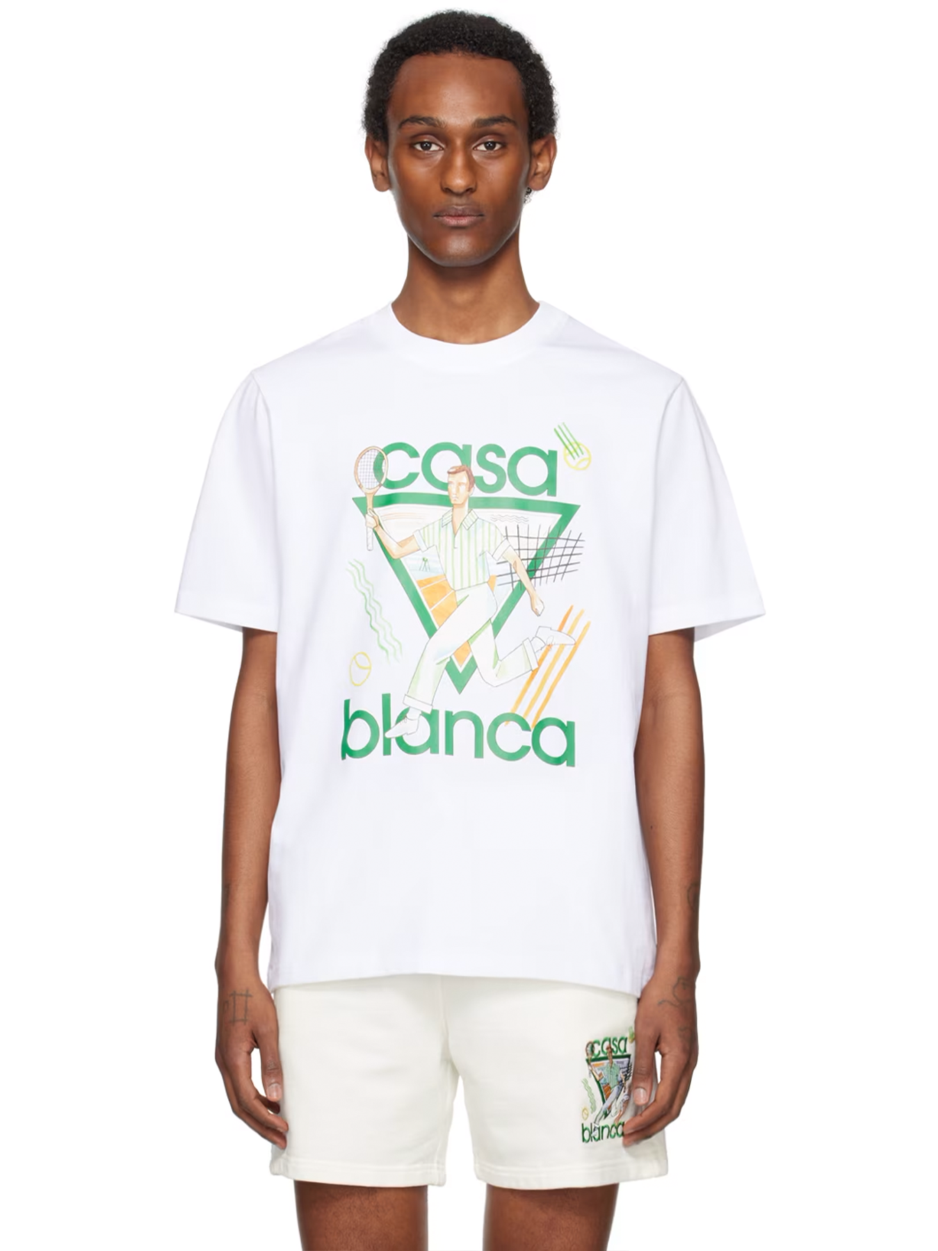 Casablanca Le Jeu Front Printed Logo T-Shirt in White