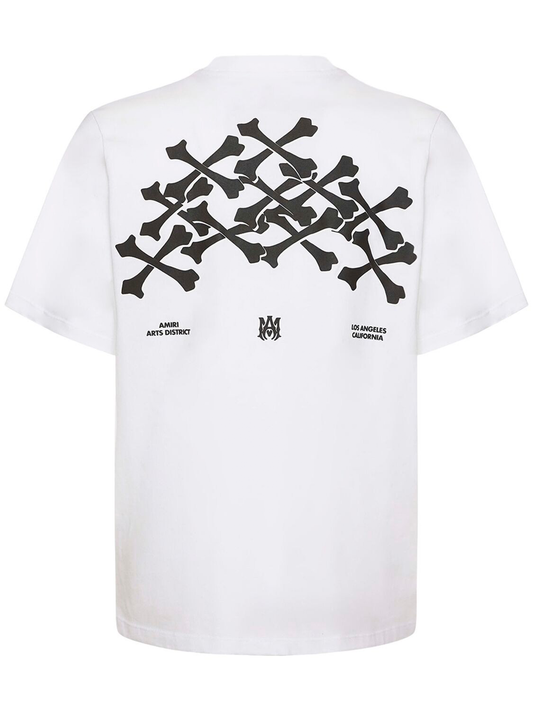 Amiri Hollywood Bones Stacked Logo T-Shirt in White