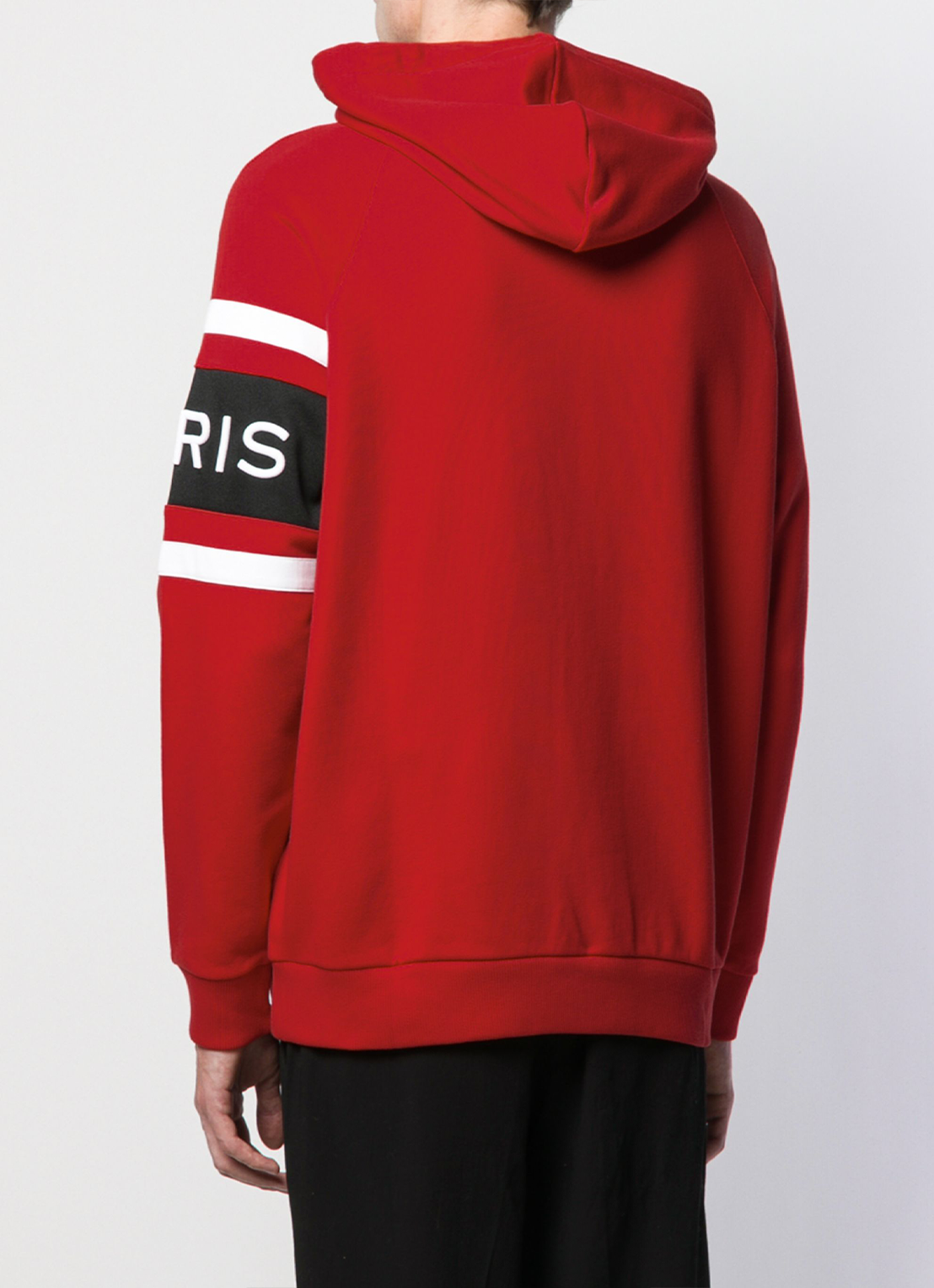 Givenchy Paris Contrasting Stripes Embroidered Hoodie in Red