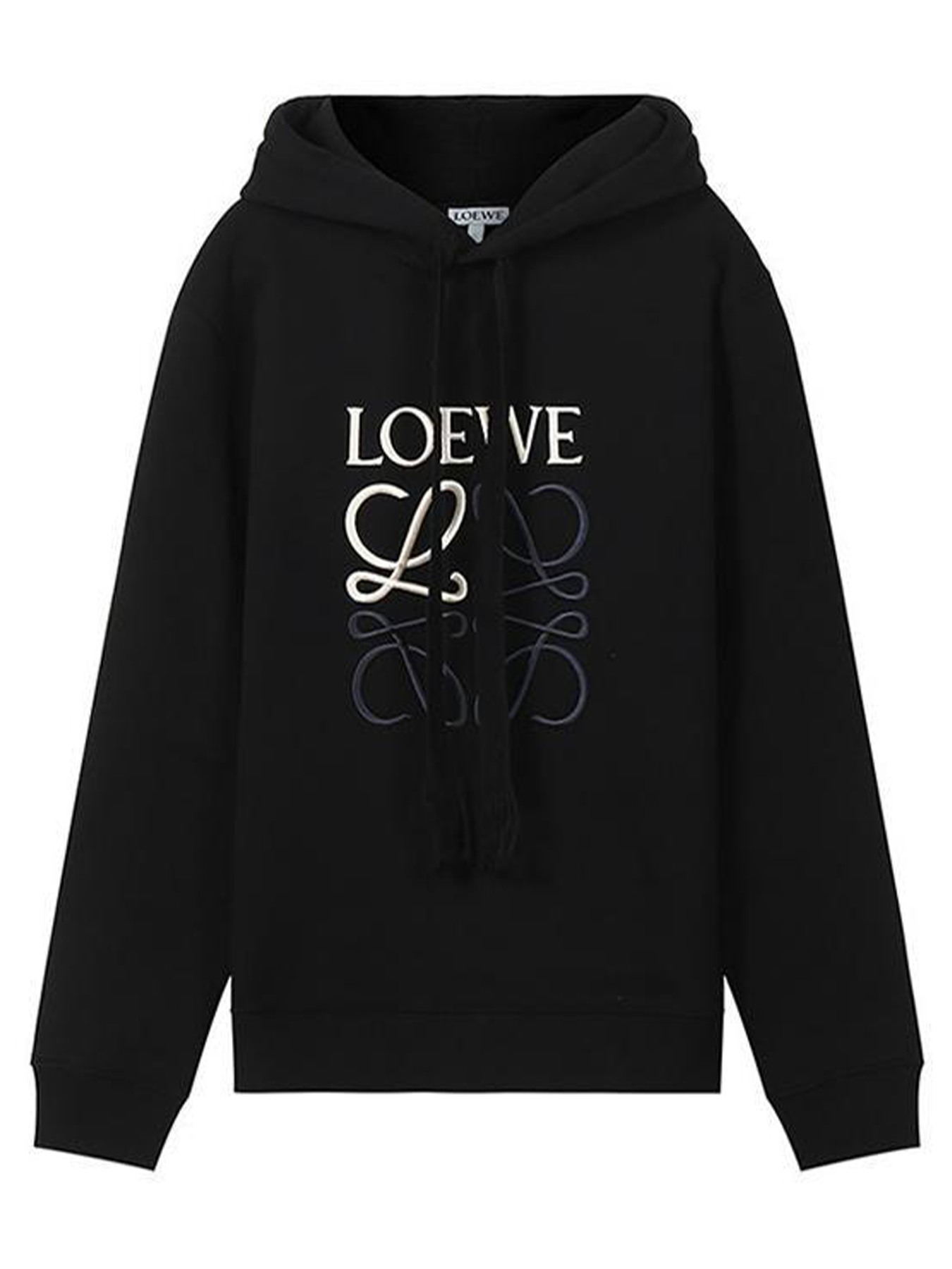 Loewe Anagram Embroidered Logo Hoodie in Black