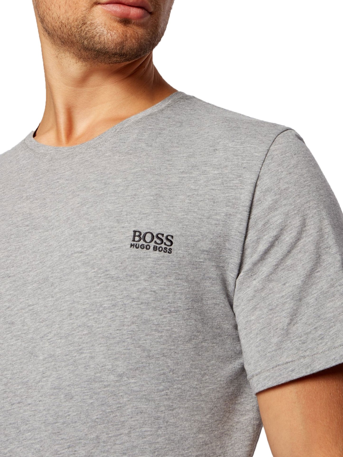 Hugo Boss Boss logo Embroidered T-Shirt in Grey