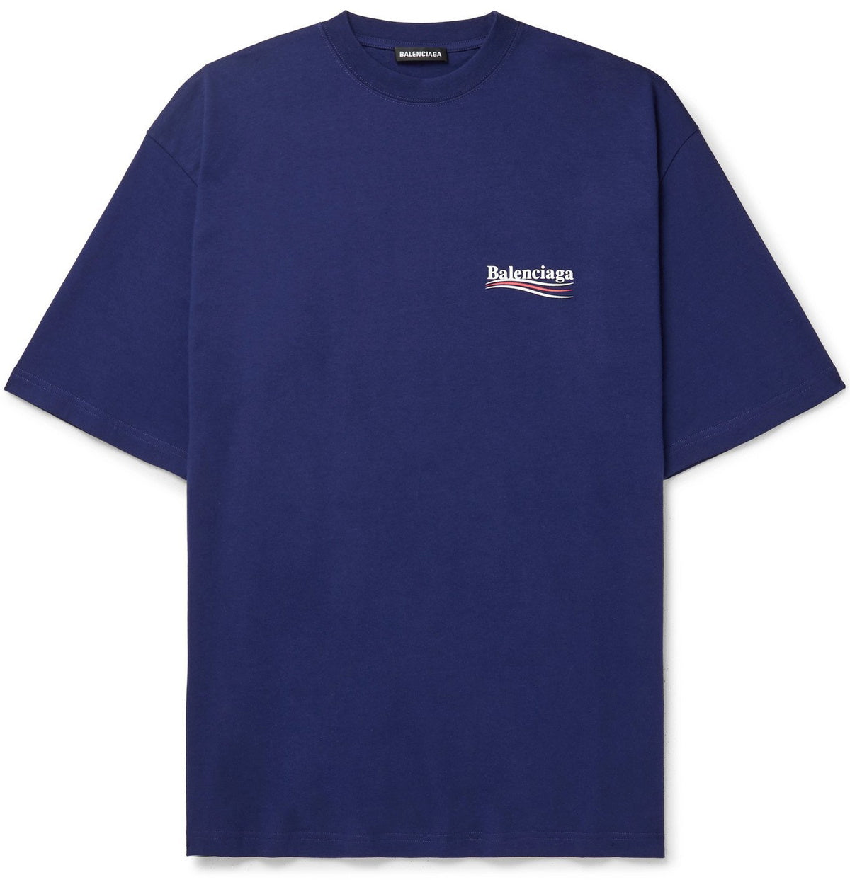 Balenciaga Oversized Political Logo-Print Cotton-Jersey T-Shirt Blue