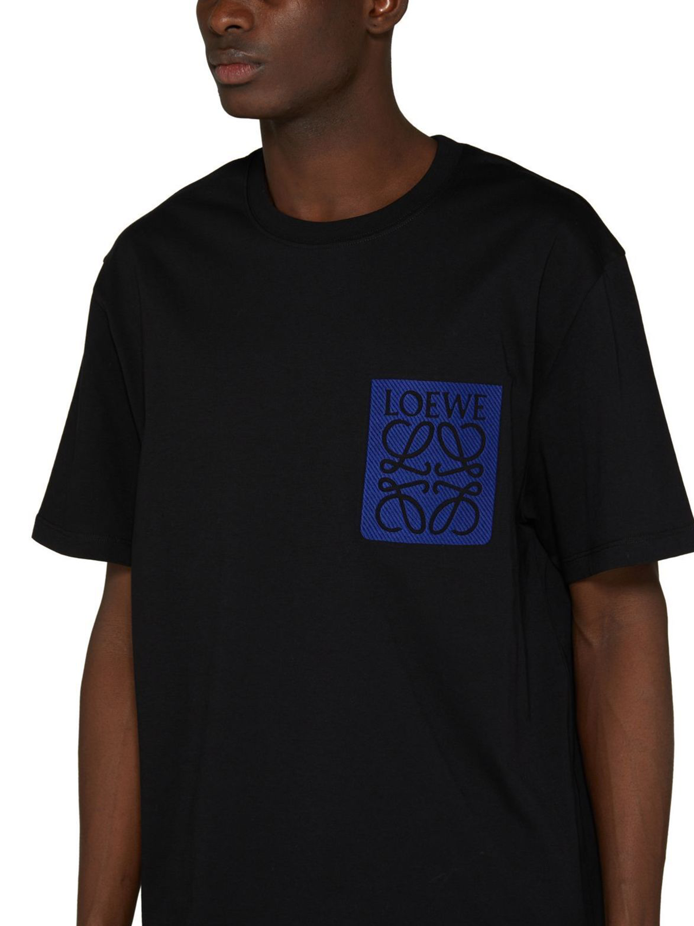 Loewe Blue Anagram Fake Pocket T-Shirt in Black