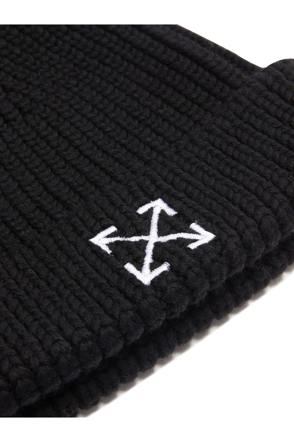 Off-White Arrow Embroidered Ribbed Wool Beanie Black