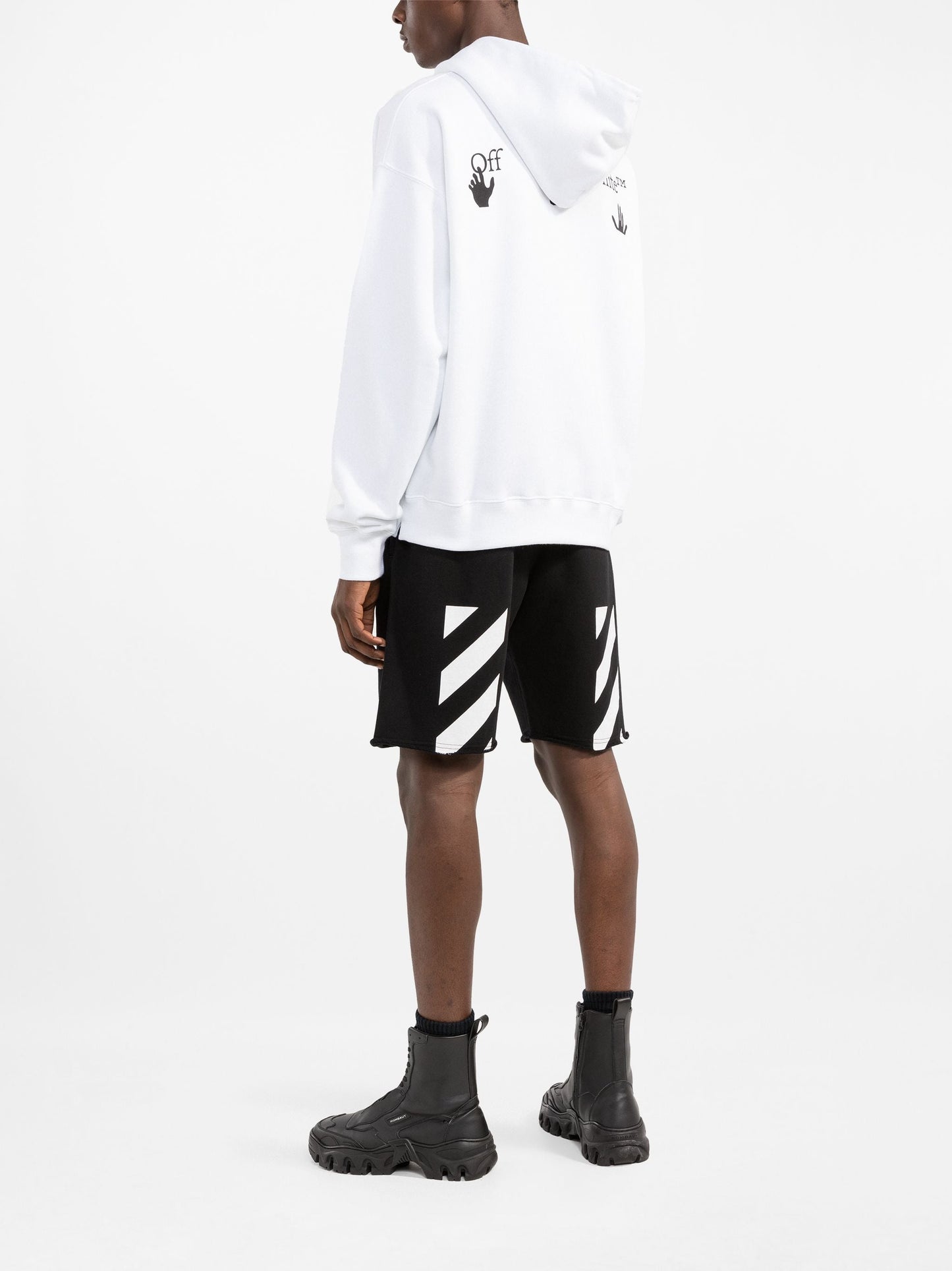 Off-White Diag Helvetica Sweat Shorts in Black