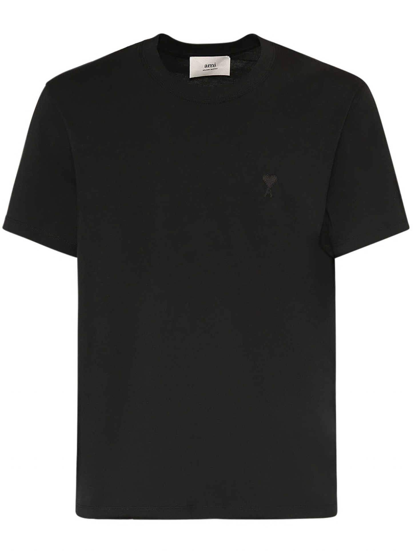 Ami Paris Tonal Heart Embroidered T-Shirt in Black