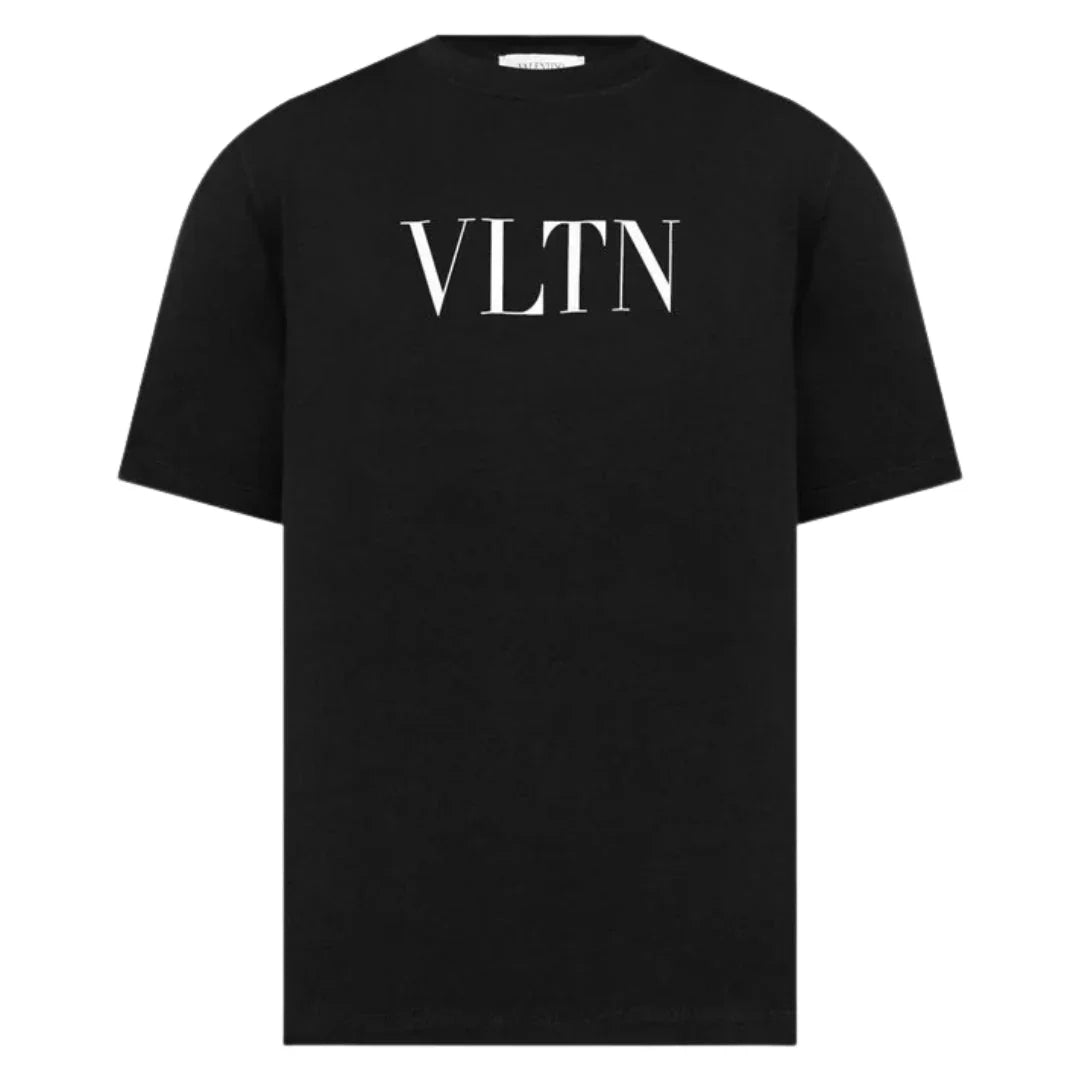 Valentino White Bold VLTN Print Logo T-Shirt in Black