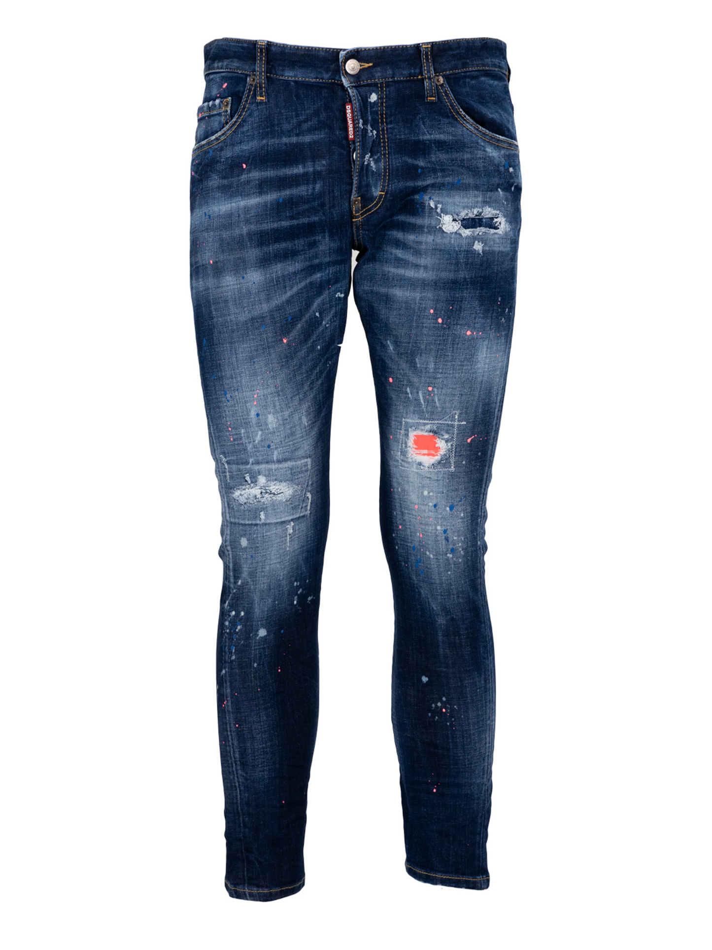 Dsquared2 Dark Neon Splash Ripped Jeans in Blue