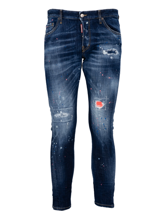 Dsquared2 Dark Neon Splash Ripped Jeans in Blue